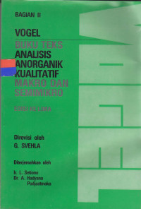 Buku Teks Analisis Anorganik Kualitatif Makro dan Semimikro