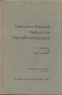 Operation Research Methods for Agricultural Decisions