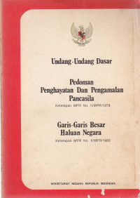 Image of Undang-Undang Dasar Pedoman Penghayatan Dan Pengalaman Pancasila (Garis-garis besar Halaman Negara)